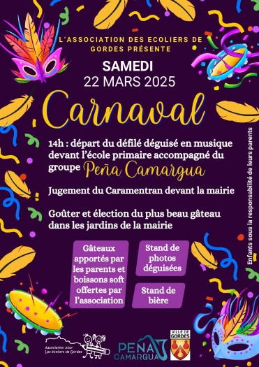 Carnaval - 22 mars à partir de 14h - jardin de la mairie