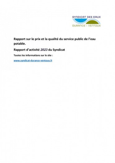 Rapport sur le prix et la qualité du service public de l'eau